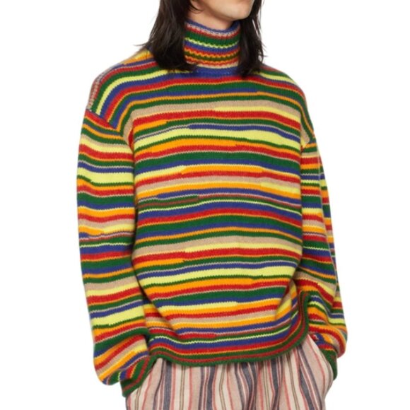 The Elder Statesman Sweaters - The Elder Statesman Multicolor Horizon Turtleneck